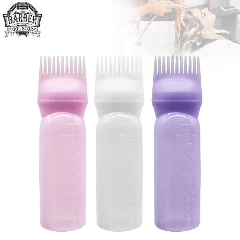 3-Color Hair Oil Applicator Bottle with Comb – Professional Hair Dye & Scalp Applicator