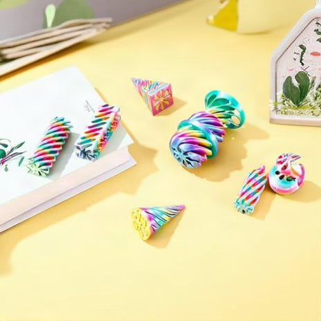 5Pcs 3D Printed Fidget Toys Impossible Cone Pyramid Passthrough Toys 3D Printed Spiral Fidget Toy for Adults Birthday Gift