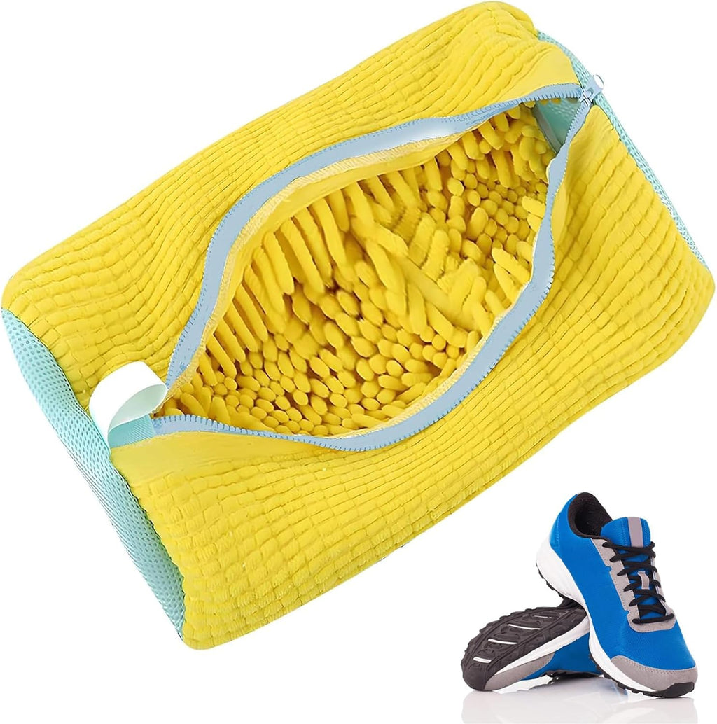 Shoe Washing Machine Bag, 1Pc Laundry Shoe Bags for Washing Machine Reusable, Trainer Shoe Wash Bag, Shoe Laundry Bags with Hidden Zipper Design, Non-Tangle, Yellow