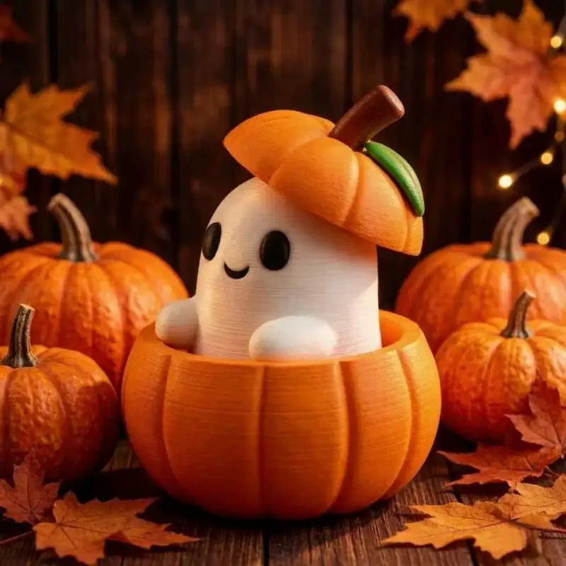 Halloween Desktop Decor Ornament 1 Set Creative 3D Pumpkin Base Ghost Hat for Office Home Party Decoration