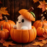 Halloween Desktop Decor Ornament 1 Set Creative 3D Pumpkin Base Ghost Hat for Office Home Party Decoration