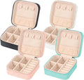 Travel Jewelry Case Small Jewelry Box Jewelry Organizer Storage Case Portable PU Leather Mini Jewelry Travel Case for Girls Womens Earring, Necklace, Rings,Bracelets (S 4, Black+Pink+White+Blue)