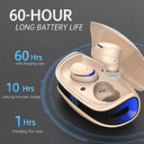 Wireless Earbuds Noise Cancelling, IPX8 in Ear Headphones, Deep Bass, 60H LED Case, Clear Calls, Touch Control for Sleep/Running