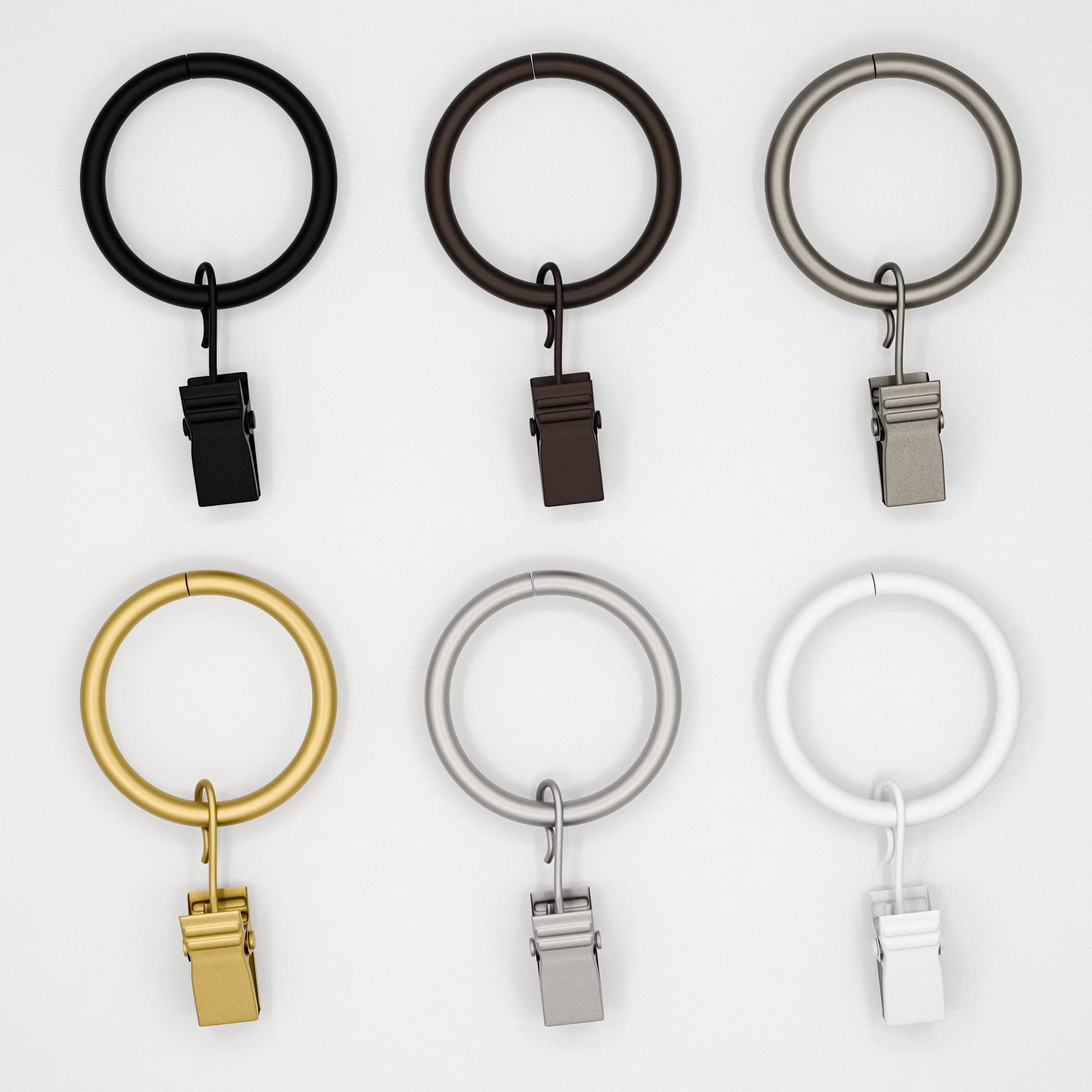 1" White Curtain Clip Rings (7 Pack)