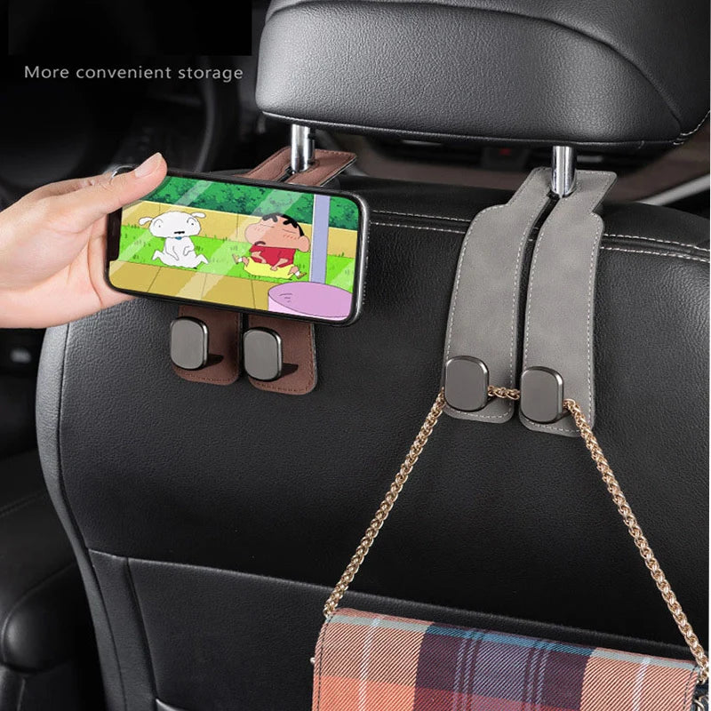 4Pcs Car Seat Back Phone Holder Hook,Car Purse Hook Purse Hook for Car Seats Headrest Car Seat Hooks