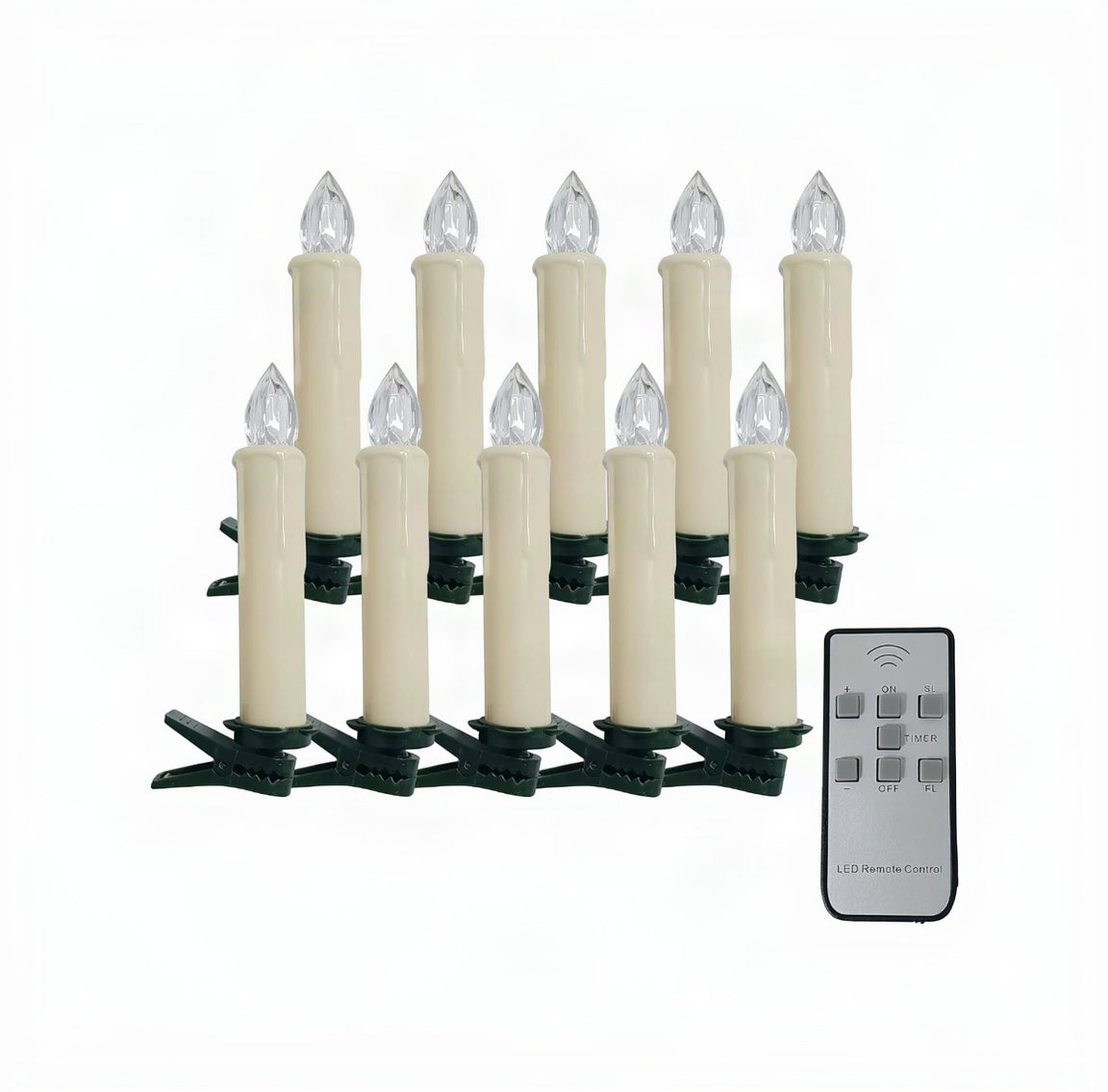 Flameless LED Taper Candles with Clips, 4” Battery Operated Window Candles with Remote Timer Mini LED Chandelier Candlesticks for Home Decor Wedding Church Party & Tree Lighting,6 Pack,Beige