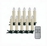 Flameless LED Taper Candles with Clips, 4” Battery Operated Window Candles with Remote Timer Mini LED Chandelier Candlesticks for Home Decor Wedding Church Party & Tree Lighting,6 Pack,Beige