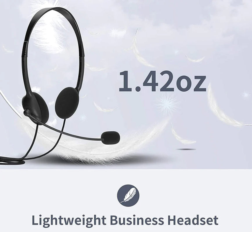 USB Headset Headphone with Microphone Noise Cancelling for PC Computer Call Chat