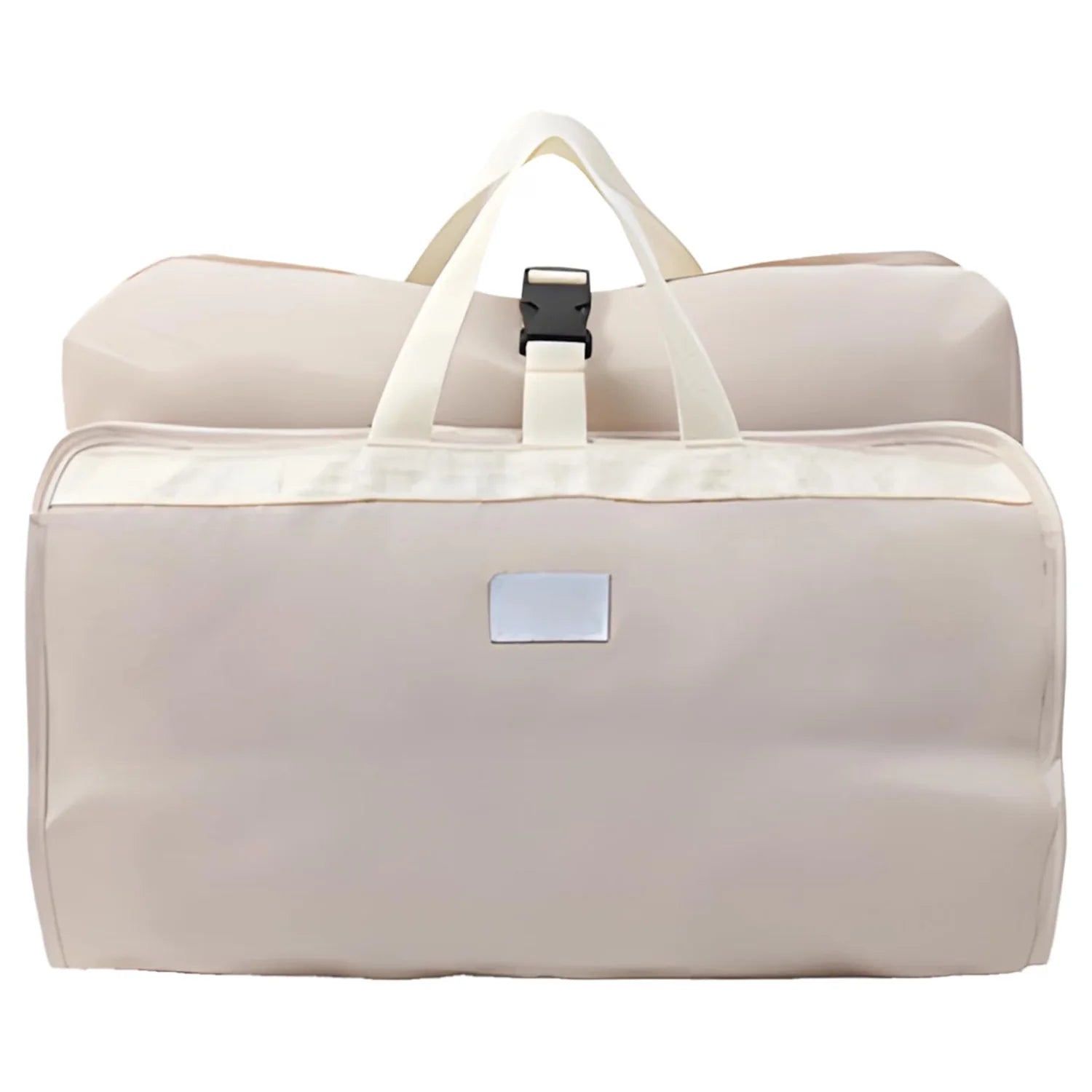 Beige Hanging Packing Cube, 7-Compartment Foldable Travel Organizer with Handbag Design