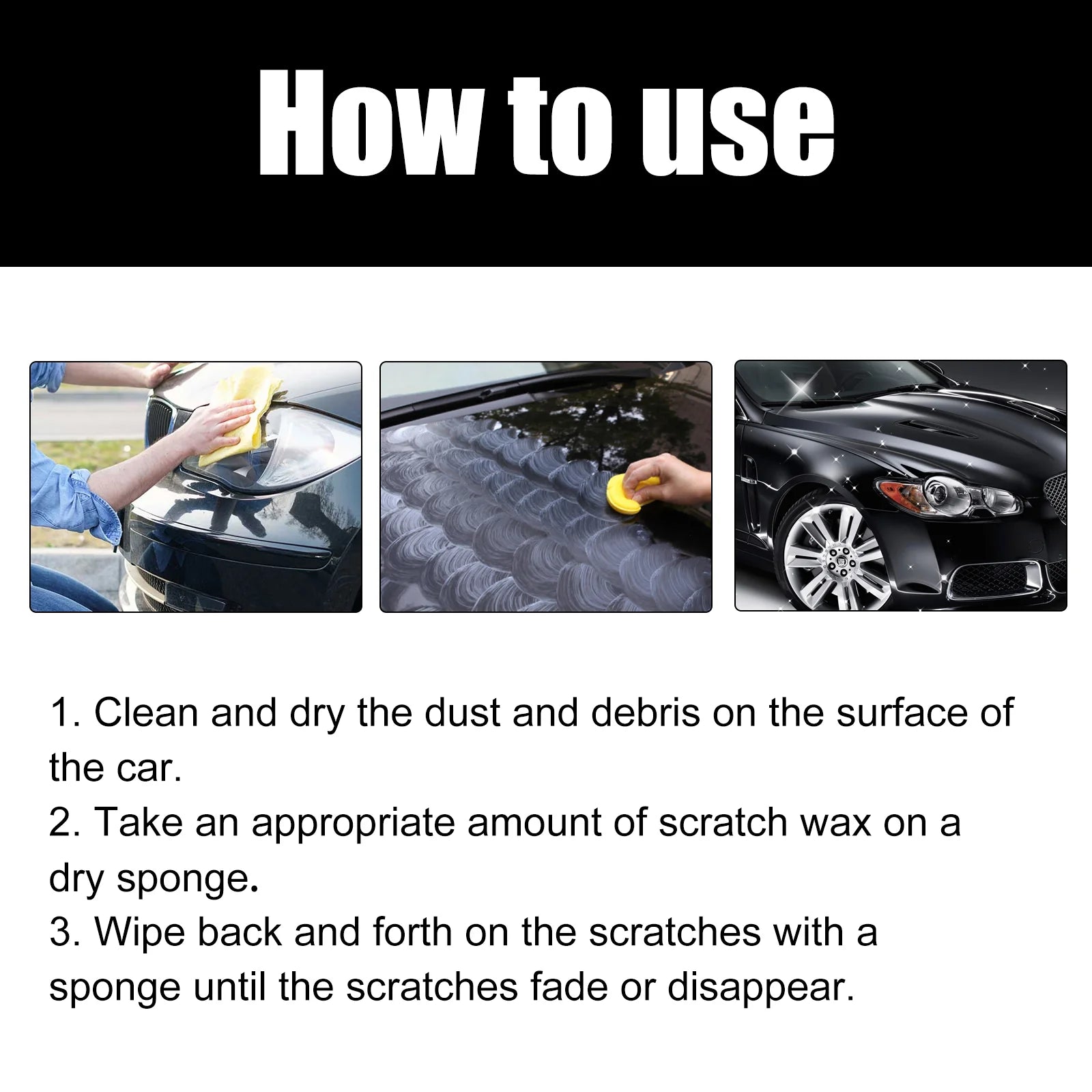 Car Scratch Repair Wax, Auto Paint Scratch Remover with Sponge & Towel, Restores Faded Car Paint, Removes Oxidation Stains Water Marks