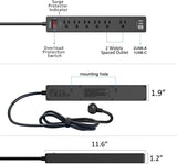 6Ft Surge Protector Power Strip with 6 Outlets & 3 USB Ports, Black