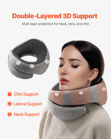 Travel Pillow, Double-Layered 3D Support Neck Pillow for Traveling, 360¡Ã Flexible Rotation Upgraded Memory Foam Travel Neck Pillow with Eye Mask, Earplugs, Earplug Case, Storage Bag(Black-Gray)