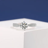 Micro Pave Zircon Engagement Ring for Women — 925 Sterling Silver, 18K White Gold, AAA CZ