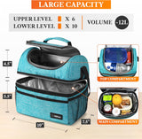 Insulated Lunch Bag for Men Women, Double Decker Leakproof, Teal Blue