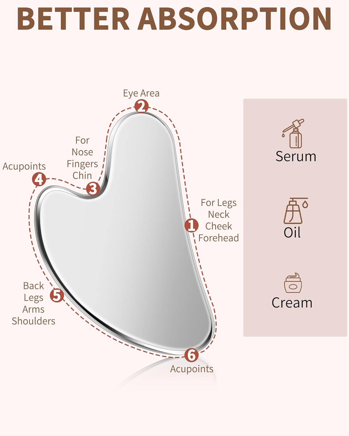 Stainless Steel Gua Sha Tool – Face & Body Massager