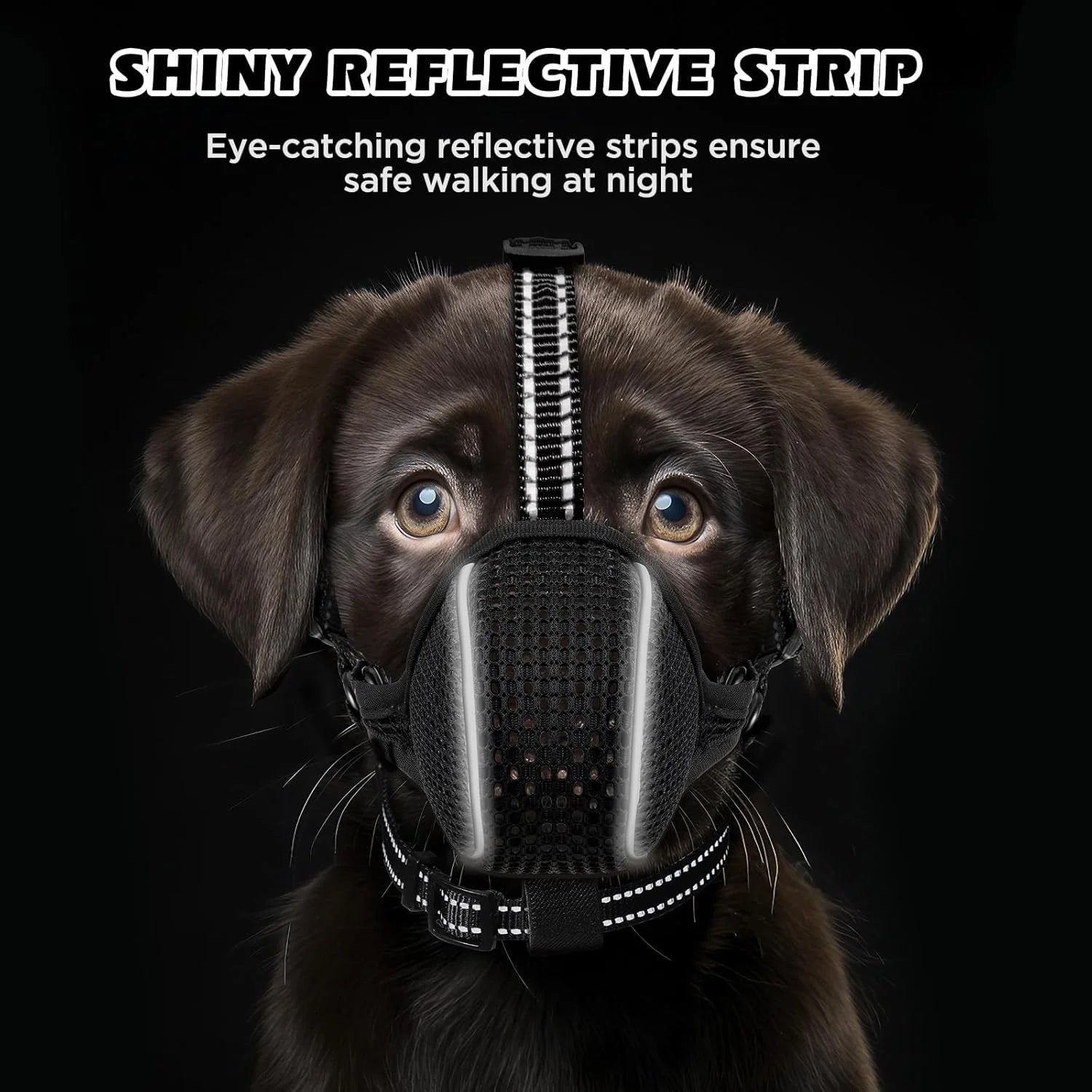 Dog Muzzle,Soft Nylon Muzzles anti Biting Barking Chewing,Breathable Reflective Adjustable Loop Pets for Small Medium Large Sized Dogs,Allows Panting and Drinking