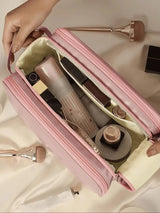 Portable Makeup Bag, Travel Cosmetic Bag, Back to School, Travel Accessories, Zipper Makeup Organizer Pouch, Versatile Storage Bag for Skincare, Lotion, Cream, Lip Balm, Eyeliners, Makeup Brushes, Stationery, Travel Bag, Makeup Tool Organizer