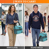 Insulated Lunch Bag for Men Women, Double Decker Leakproof, Teal Blue