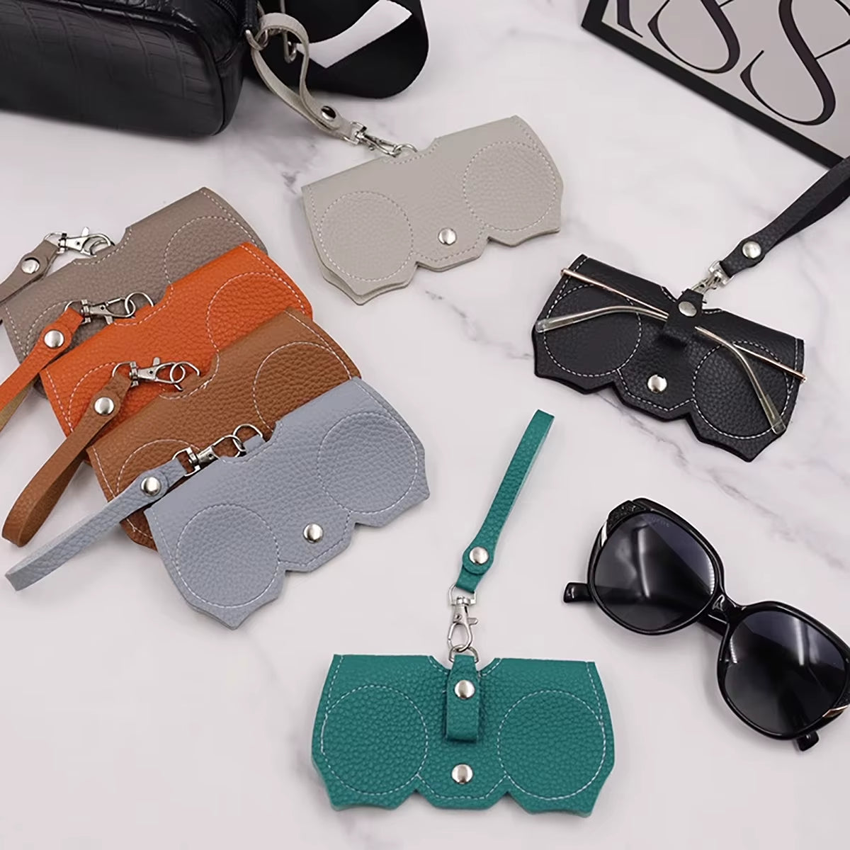 PU Leather Glasses Case – Portable Hanging Eyewear Holder