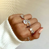 Gold Heart Ring for Women — 925 Sterling Silver, 18K Gold Plated, Adjustable Heart Band