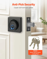 Deadbolt Lock Square Single Cylinder Dead Bolt Keyed 1 Side Matte Black 3 Keys