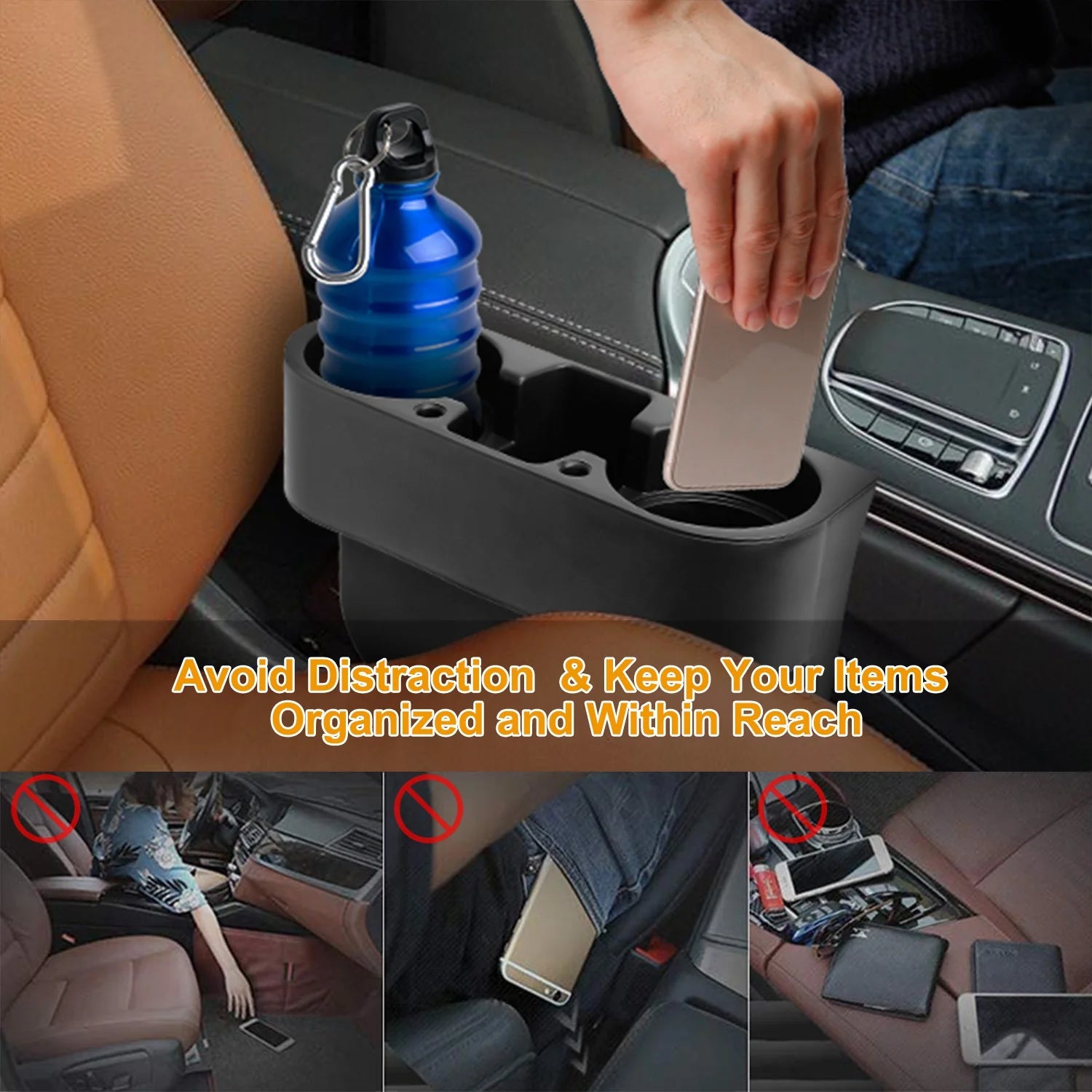 1Pc Car Seam Cup Holder Seat Gap Wedge Drink Storage Organizer Console Side Pocket Mount Stand for Pen Phone Bottle Sunglasses