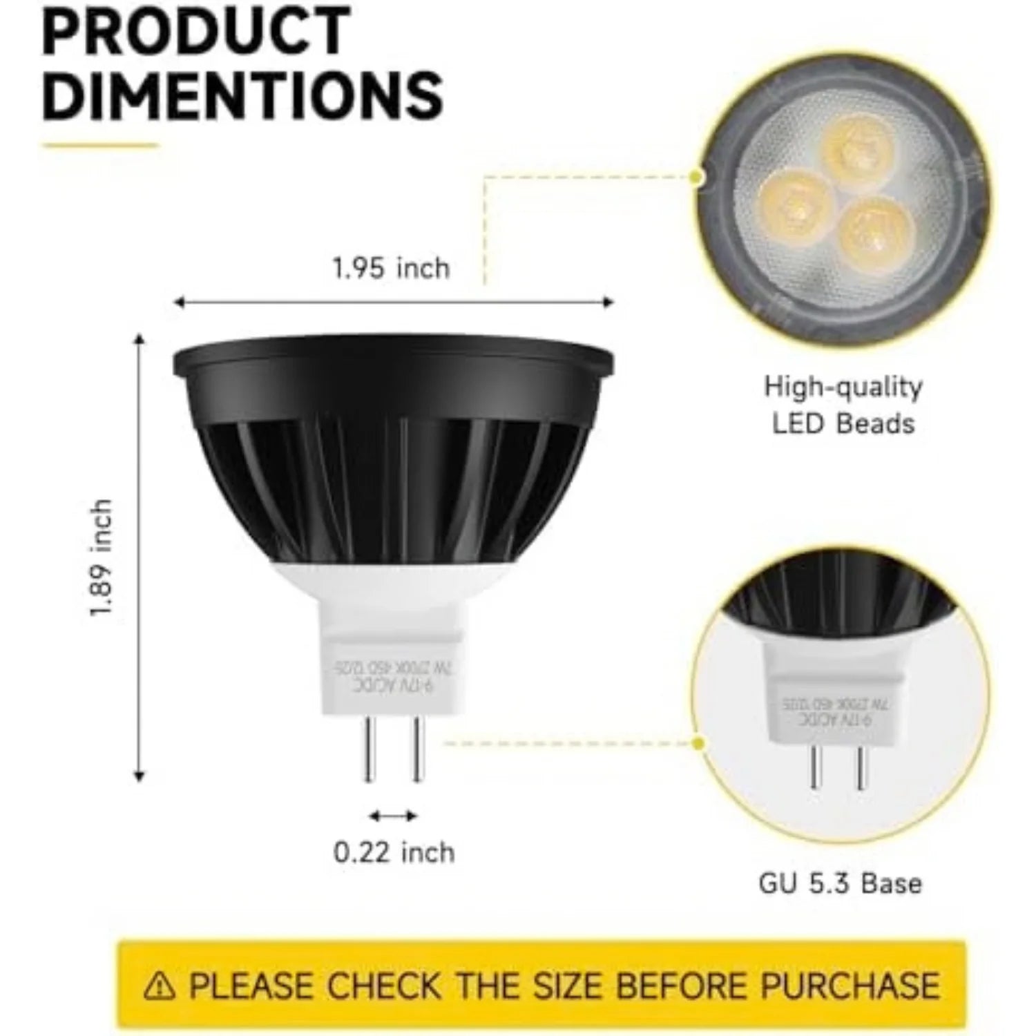 7W MR16 LED Light Bulb 12V 2700K Warm White 4 Pack