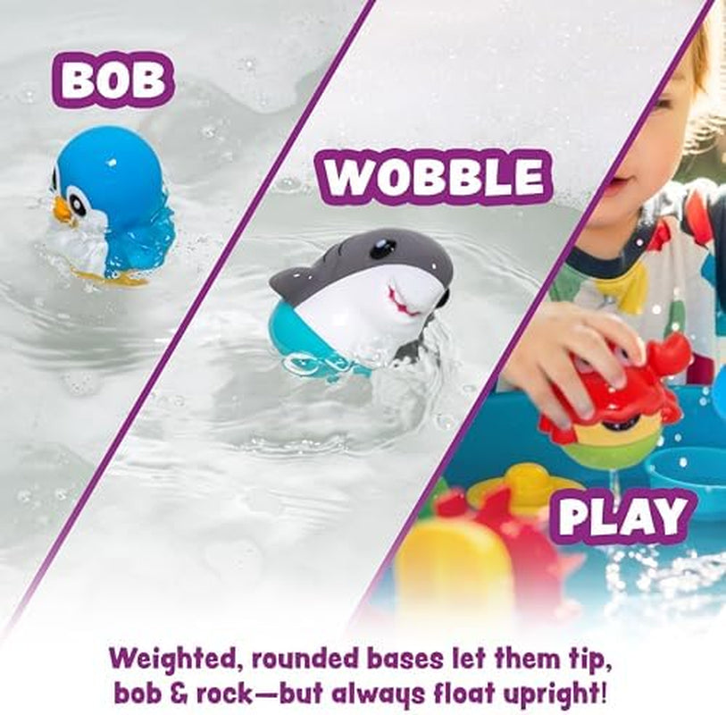 Bobbers™ Bob, Wobble & Float Upright Toddler Bath Toys, 6 Pack | Unique Wobbling Action | Sealed, No Hole Baby Bath Toys | Engaging Bathtub Toys for Kids | Water Table & Baby Pool Play