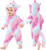 Unisex Baby Animal Costume Flannel Hooded Romper Cosplay Jumpsuit