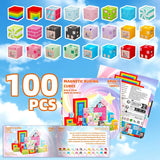 100PCS Magnetic Blocks, Magnet Educational Learning Toys for Kids, Boys and Girls, Magnetic Building Blocks Cubes, Stacking Magnets for Kids, Birthday Gifts for Boys and Girls Age 3+