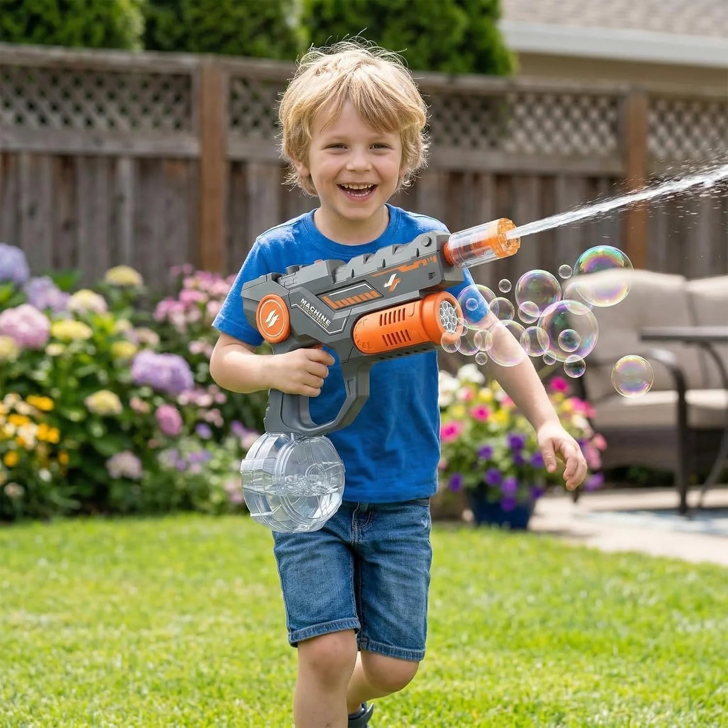 2 in 1 Electric Water Gun & Automatic Bubble Machine for Kids, with Led,Rechargeable Water Squirt Guns,Summer Outdoor Toy for Pool Beach Party, Gift for Boys Girls Ages 3-8