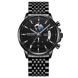 Belushi New Fashion Business Three-Eye Chronograph Genuine Leather Luminous Watch Steel Band Personalized Luxury Watch for Men