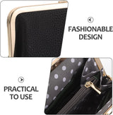 Leather Kiss Lock Wallet for Women with Multi-Card Slots Vintage Black Clutch for Work and Formal Events, Secure Clasp Design, Spacious Pockets