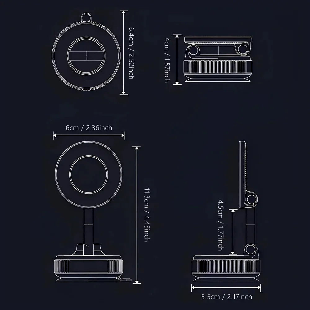 Magnetic Car Phone Holder – 360° Rotating Foldable Dashboard Mount