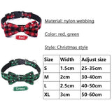 Dog Collar with Bow Tie,Christmas Plaid Snowflake Dog Collar with Adjustable Buckle Suitable for Small Large Dogs Cats Pets (S)