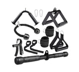 10-In-1 Cable Machine Attachments Set for Gym - Includes Tricep Rope, V-Bar, Straight Bar, D-Handle, Ankle/Wrist Straps, Storage Bag - Compatible with LAT Pulldown & Home Gym Cable Machines