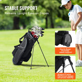 Golf Cart Bag with 14 Way Organizer Divider Top, 35 11 Pockets Premium Cart Bag with Stand, Durable Golf Bags with Handles & Dust Cover & Detachable Dual Strap for Men & Women, Black White