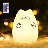 Cat Lamp, Gifts for 3 4 5 Year Old Girls,Graduation Gifts for Teen Girls,Kids Night Light for Bedroom,Kawaii Kitty Baby Nursery Lamp with Remote Control.