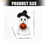 Halloween Shelf Decors Light up Figurine with Friendly Ghostly and Pumpkin, Resins Tabletop Accent for Home and Party Styling