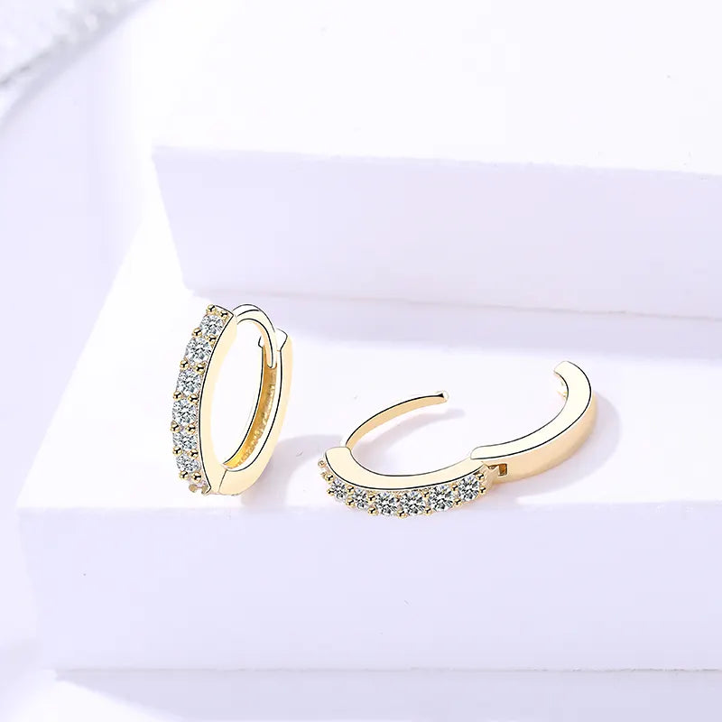 Micro Pave Huggie Hoop Earrings for Women — 925 Sterling Silver, 18K Gold Plated, CZ