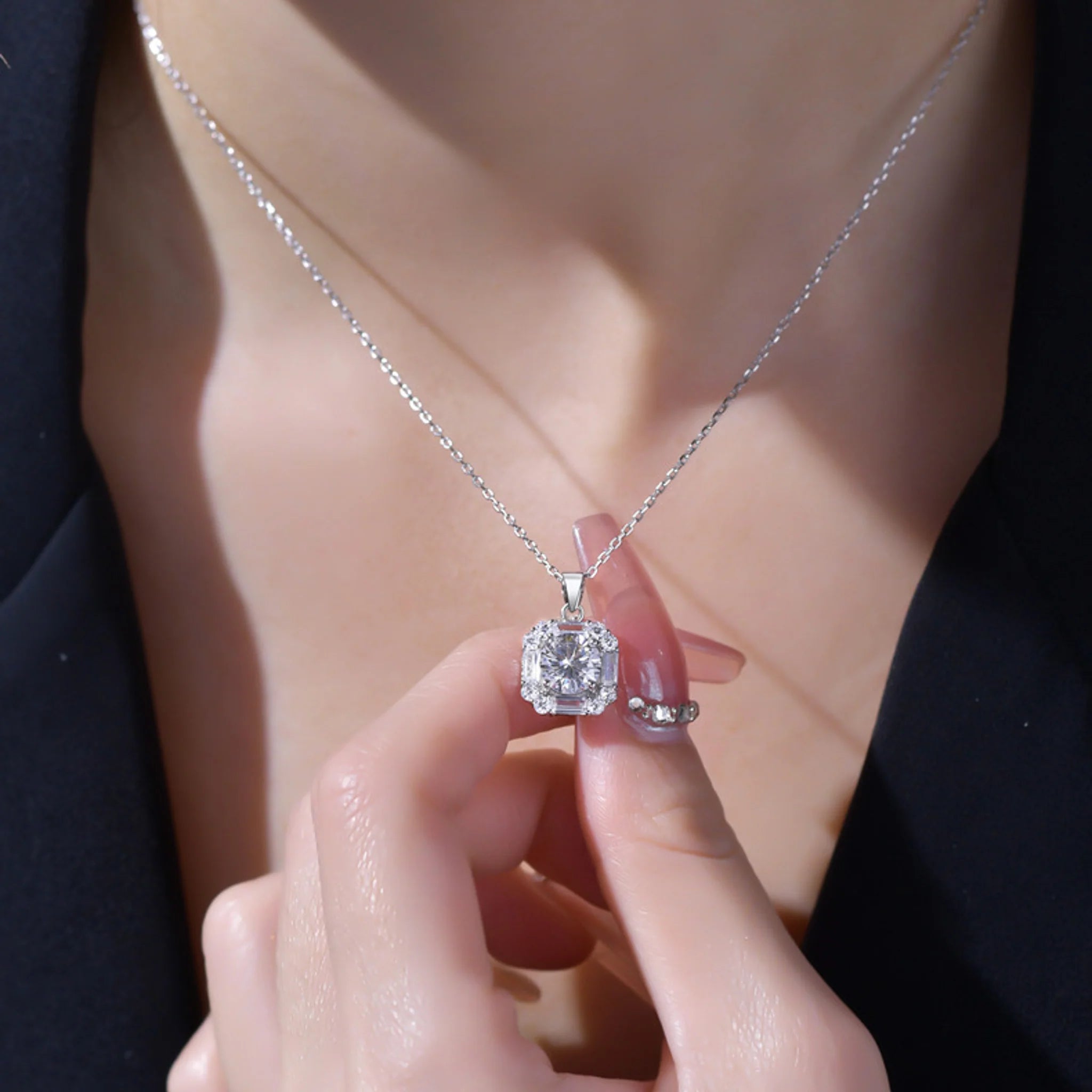 Round Brilliant Cut CZ Necklace for Women — 925 Sterling Silver, Diamond-Style Pendant