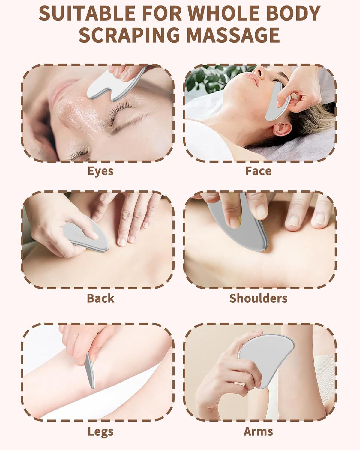 Stainless Steel Gua Sha Tool – Face & Body Massager