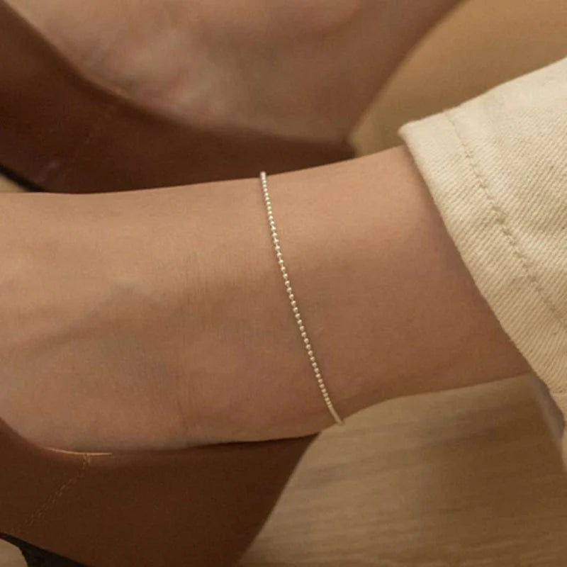 Gold Bead Chain Anklet for Women — 18K Gold Plated, Adjustable Beach Anklet