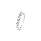 Round CZ Stacking Ring for Women — 925 Sterling Silver, 18K Gold Plated, Adjustable