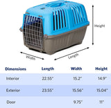 Homes for Pets Spree Travel Carrier – Hard-Sided Dog & Cat Carrier, Small Pet Travel Crate with Handle, Ventilated Design, Easy Assembly, 24-Inch, Blue