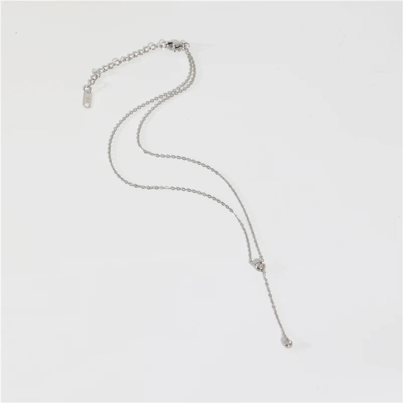 CZ Y Necklace for Women — 925 Sterling Silver, Rhodium Plated, Cubic Zirconia Drop