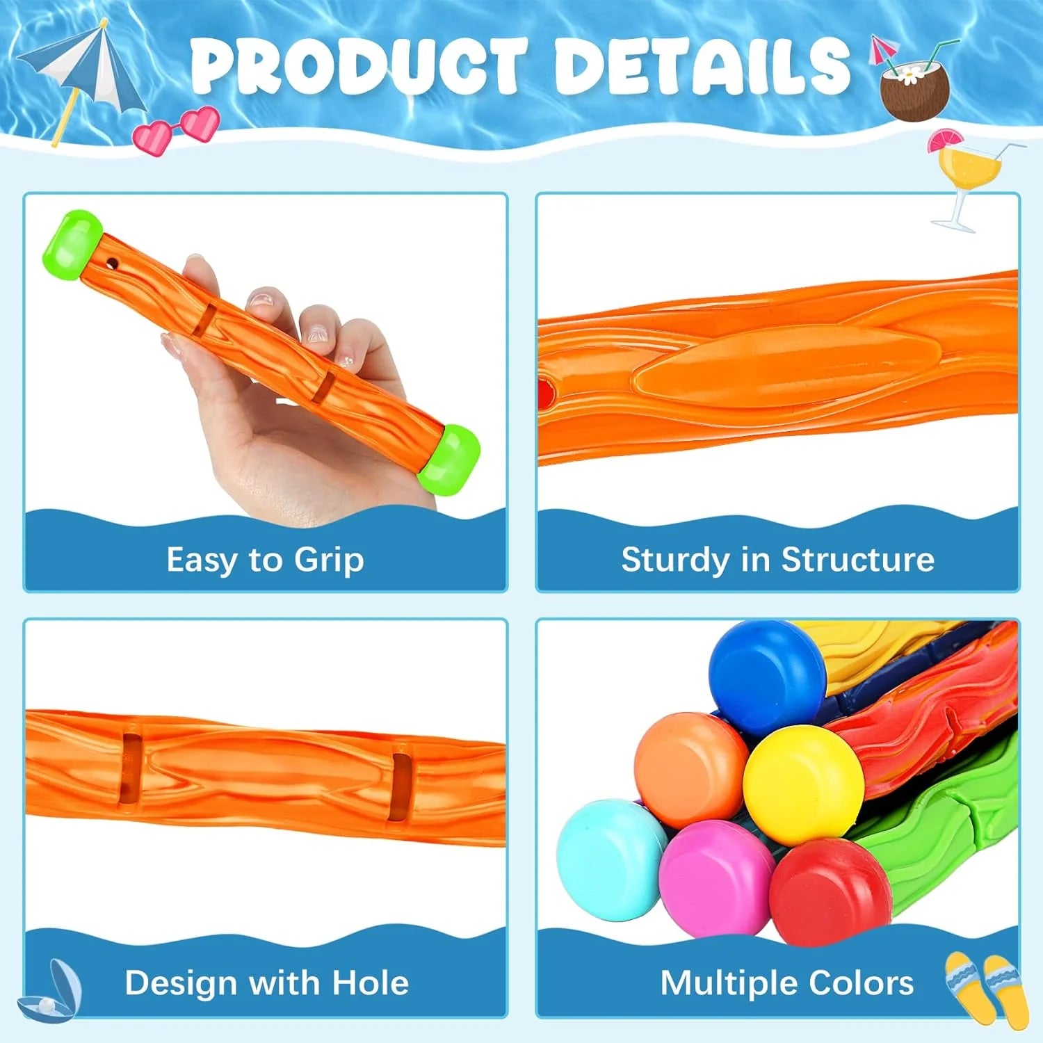 Pool Toys for Kids Ages 4-8, 8 Pcs Underwater Training Pool Diving Toys Dive Sticks Set, Swimming Pool Toys for Kids Ages 8-12 for Fun Summer Water Games