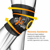 Knee Brace Compression Sleeve Hinged Joint Support Open Patella Stabilizer Wrap