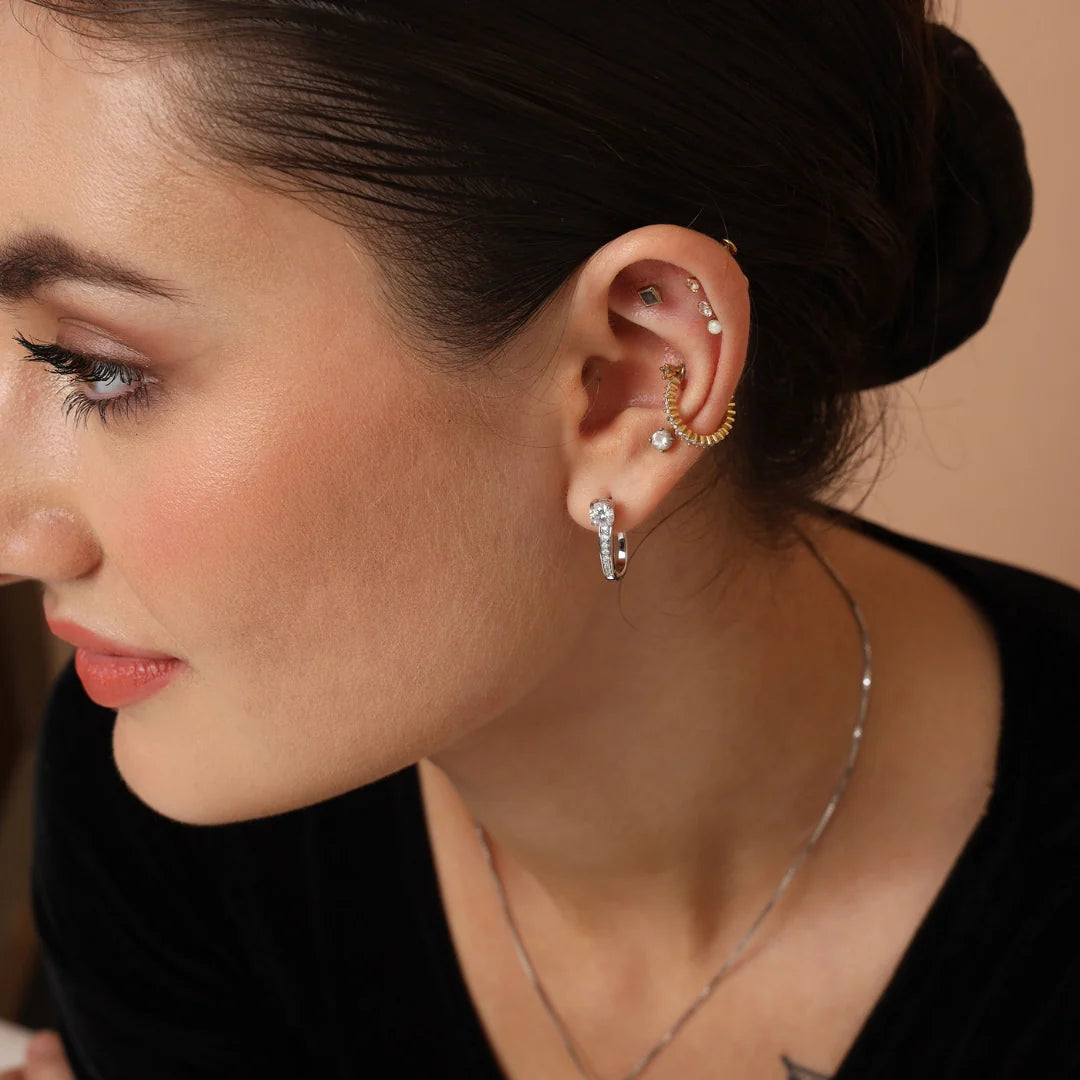 Moissanite Hoop Earrings for Women — 925 Sterling Silver, CZ, Hypoallergenic