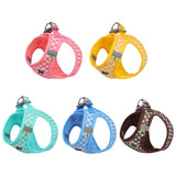 Checked Harness Small Medium-Sized Dog Cat Reflective Breathable Dog Lead Teddy Step in Bichon Pet Walking Harness Leash Rope (L)